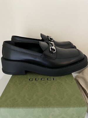 NIB Gucci Men's Chunky Horsebit square-toe loafers G 9.5/ US 10.5