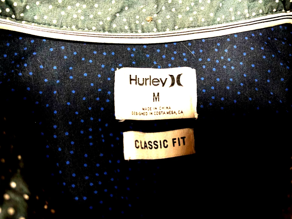 Hurley Mens Lounge Short Sleeve Green Cotton Poly Spandex Shirt Medium M - Image 4 of 4