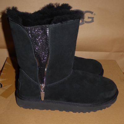 UGG Australia Mujer Corto Botas Negras Marice Cremallera Ante 1019633 Sz 6  Punta | eBay