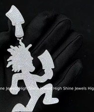 Gran Helado 925 Plata Hip Hop Hacha Colgante Corte Redondo Hacha Hombre Corredor Dije