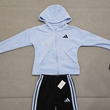 NWT Adidas Wintwrized Hooded Light Blue Jacket And Black Jogger 2pc Set Size 5T