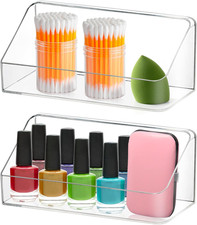 2 Pack Medicine Cabinet Shelves Organizer Wall Mounted Storage Clear Box RV