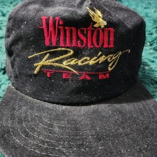 Vintage Winston Racing Team Hat 90s Black Red Gold Embroidered Snapback Cap