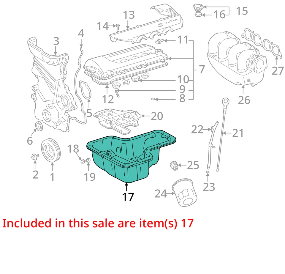 Toyota Celica 2000-2005 cárter de aceite del motor YVR97 Foto 3 de 4