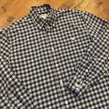 Men s Orvis Trout Shirt Blue Long Sleeve Plaid Button Up Sz Medium