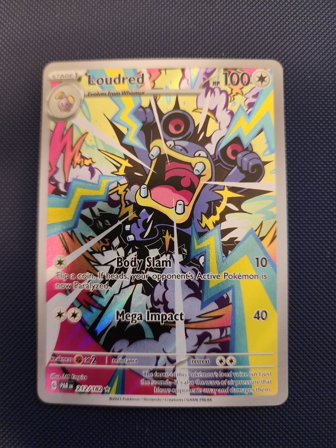 Pokemon Card Loudred Illustration Rare SV04: Paradox Rift 212/182 NM