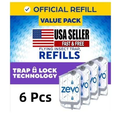 Zevo Flying Insect Trap Refill Cartridges -Easy to Use (6 Refill Cartridges)