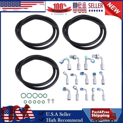 A/C Air Conditioning Ext Length Hoses & Fittings & O-rings Kit Universal