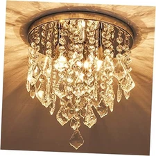 3-Light Mini Crystal Chandelier,10" Modern Chandelier Lighting Fixture,K9 