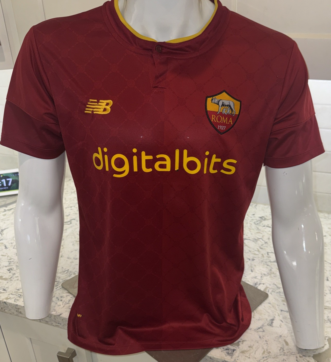 New Balance AS Roma シャツ Sサイズ AS Roma Soccer Serie A New Balance S/S Red Mens Size Medium