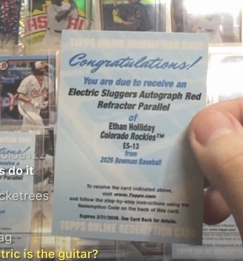2026 Bowman Ethan Holliday Electric Sluggers Autogramm Red Refractor Parallel