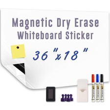 Magnetic Whiteboard Sticker 36x18 Adhesive Dry Erase Wall Board with Starter Kit