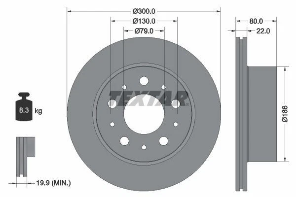 TEXTAR Brake Discs Rotors & Pads Rear Braking Service Set Fits Fiat Ducato - Image 4 of 4
