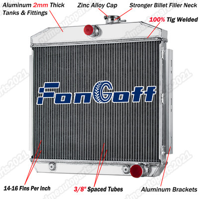 3 Rows Aluminum Cooling Radiator For 1955-1957 CHEVY BEL AIR Nomad V8 Engine AT