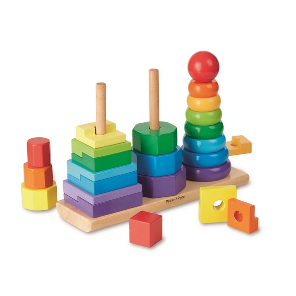 Geometrischer Stapler Melissa & Doug Holz-Spielzeug Bunt Lern-Spielzeug Motorik-image
