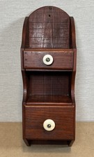 Vintage Wood 2 Drawer w/ 2 Shelves Apothecary Spice Cabinet 16” H Wall Hanging