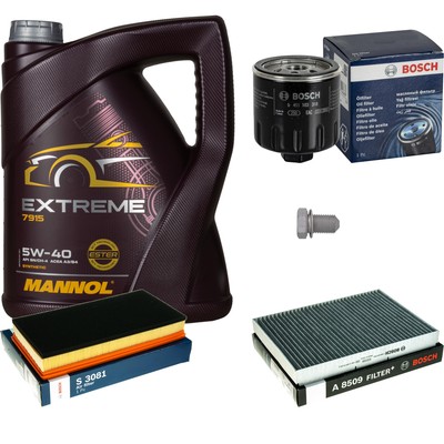 BOSCH Inspektionspaket 5 L MANNOL Extreme 5W-40 für VW Golf IV 1.6 FSI