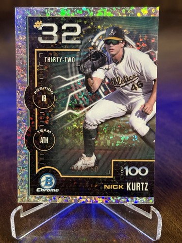 2025 Bowman Chrome Nick Kurtz Scouts Top 100 Mini Diamond /150 #BTP-32 Athletics
