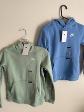 Two NWT Nike Sportswear Club Pullover Hoodie Kids M Big Boy Blue  Green BV3757