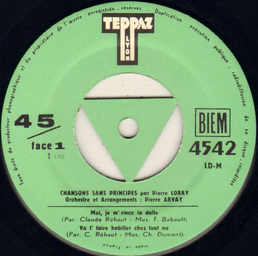 PIERRE LORAY "CHANSONS SANS PRINCIPE" EP 1958 TEPPAZ 4542
