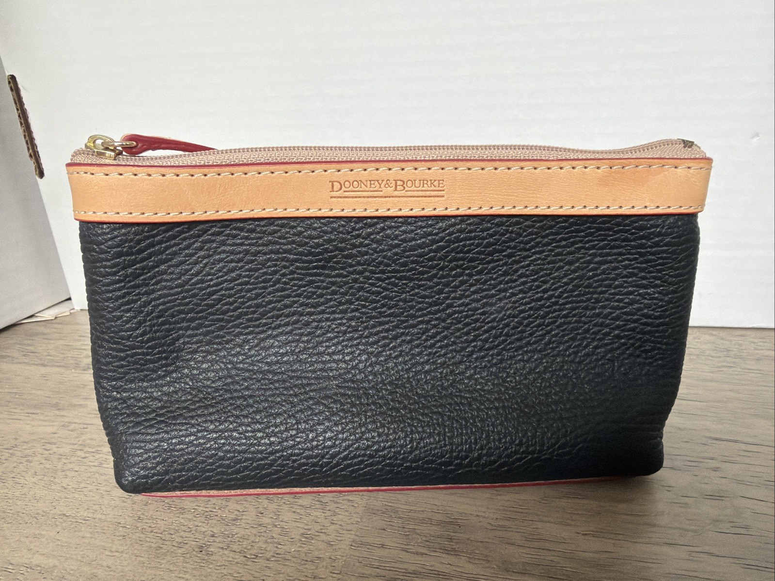 DOONEY & BOURKE leather pouch cosmetic bag Navy Vachetta NWOT Never Used