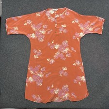 Tucker 100% Silk Floral Tunic Dress Made in USA Coral Orange