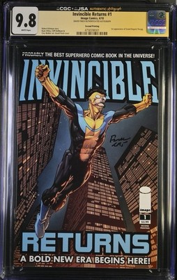 Invincible Returns #1 CGC 9.8 2nd Print Signed Finch JSA 1st App Of Thragg