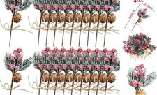 20PCS 8inch Artificial Christmas Floral Picks, Red Fake Berry Picks Stems,