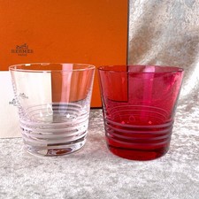 Vaso Hermes Attelage Whisky Cristal Transparente y Vidrio Rojo Vajilla con Estuche