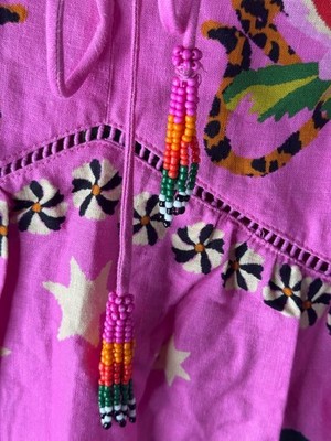 knee length dresses for ladies Pink Dream Garden Beaded Belt Mini Dress – FARM Rio main image 1