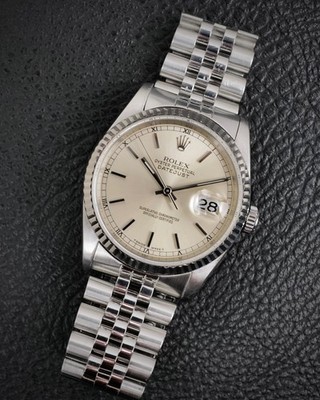 Rolex Datejust 16234 Silver Dial White Gold 36mm Jubilee Bracelet Clean 1990