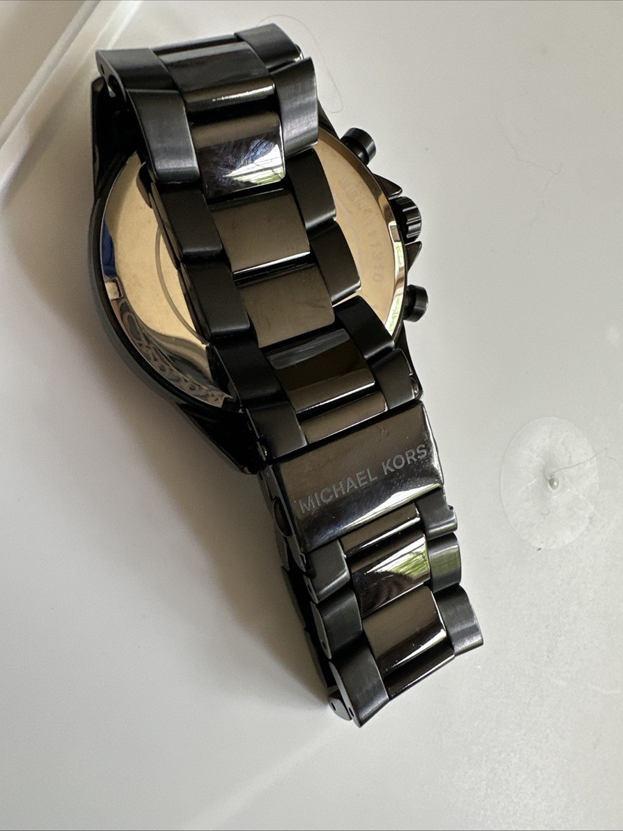 Michael Kors MK8332 Gage Black Chrono Date Steel Bracelet Men