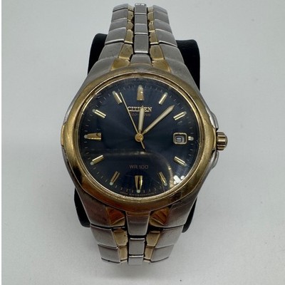 Citizen Eco-Drive WR100 Two Tone Blue Dial Solar Watch E110-K15899 CK
