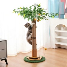 Cat Scratcher Tower | 33.6" Tall Sisal Post with Ball Track & Grooming Brush