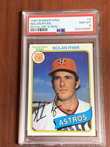 1980 Topps Burger King Nolan Ryan HOF #9 Card graded PSA 8