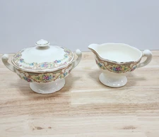 Vintage Mount Clemons Mildred Sugar Bowl w/ Lid & Creamer Set USA