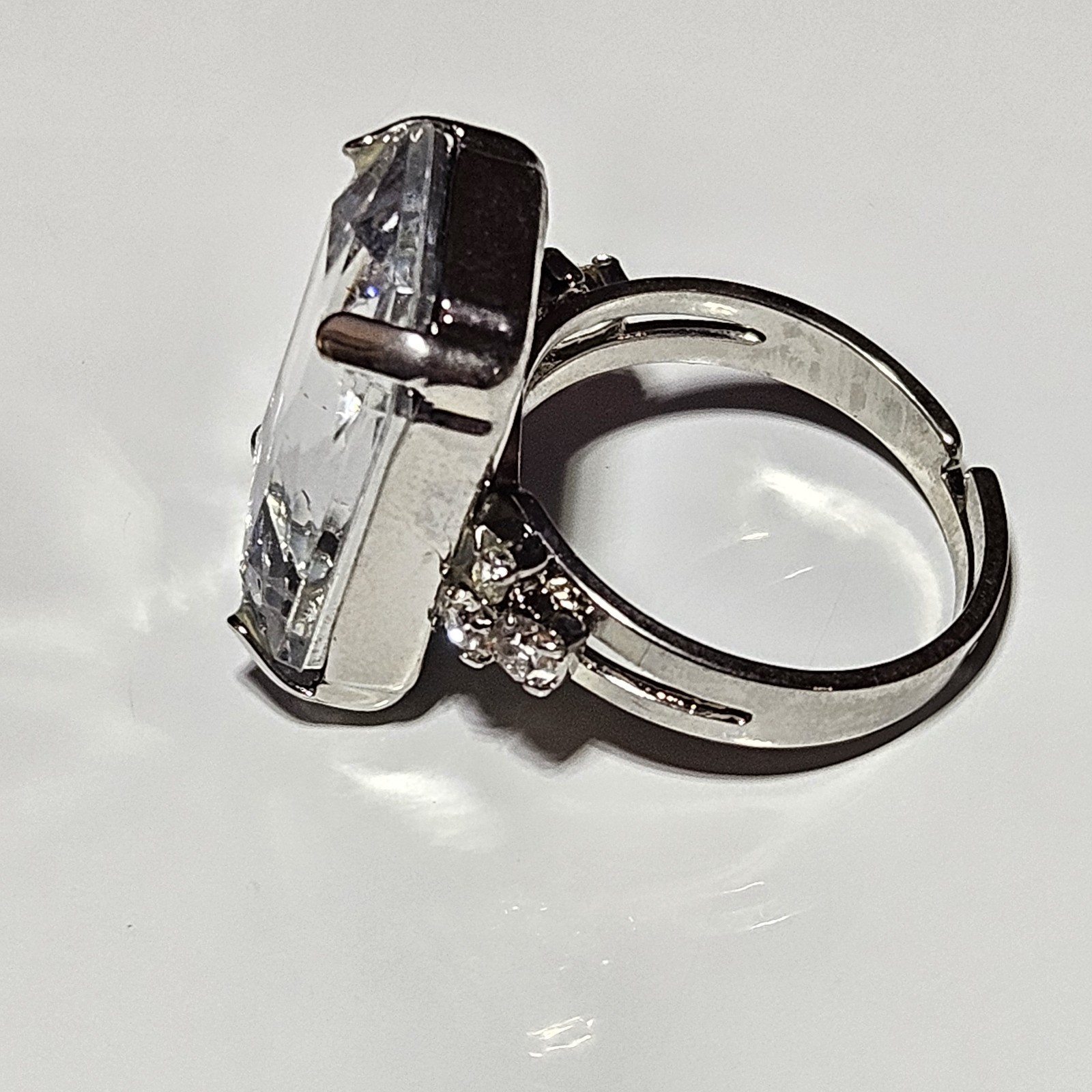 Silver Tone Rectangular Rhinestone Bling Fashion … - image 9