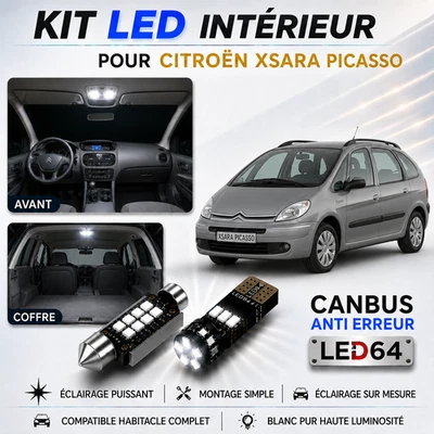 Kit ampoules à LED pour l'éclairage intérieur blanc Citroën Xsara Picasso - Photo 1/3
