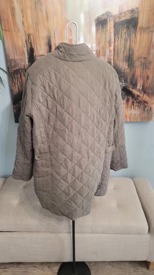 KC Collections Women’s Quilted Jacket Coat Size 1X Olive Green Full Zip Snap... - Image 3 of 4