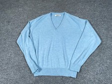 VTG 80s Jantzen V-Neck Sweater Adult Large Light Blue USA Made Preppy Knit