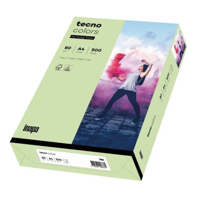 inapa buntes Papier tecno Colors 80 g/m², A4, 500 Blatt mittelgrün