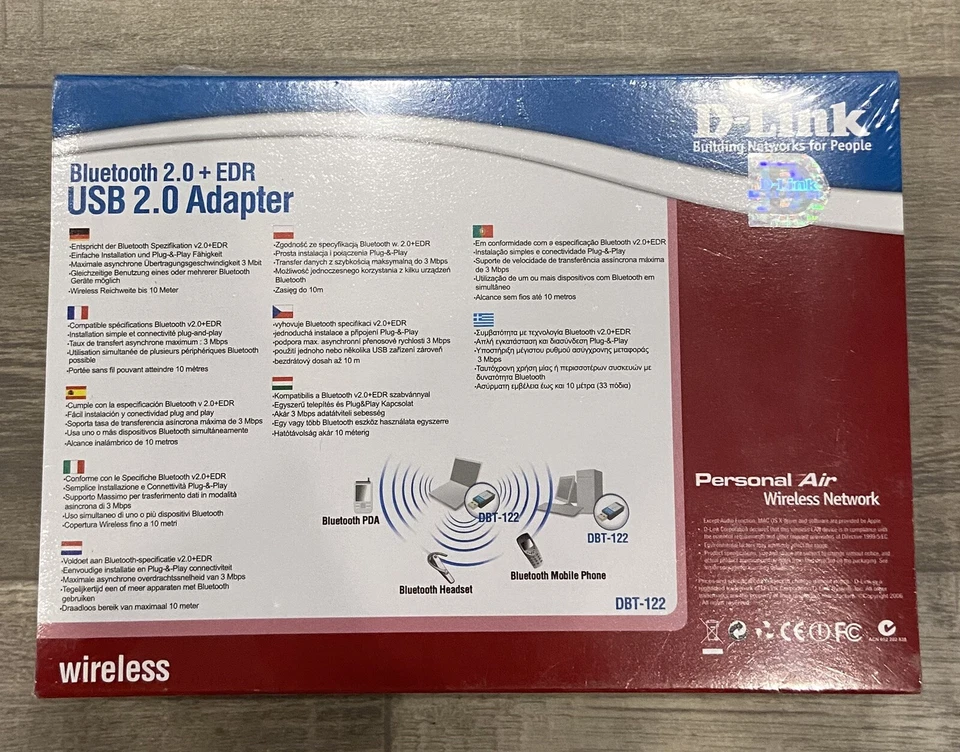D-Link USB Bluetooth 2.0 + EDR Adapter DBT-122 New In Box Sealed - Image 2 of 4