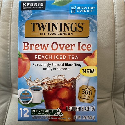 Twinnings Brew Over Ice Peach Iced Tea K-Cup Pods for Keurig 12 Black Tea Pods