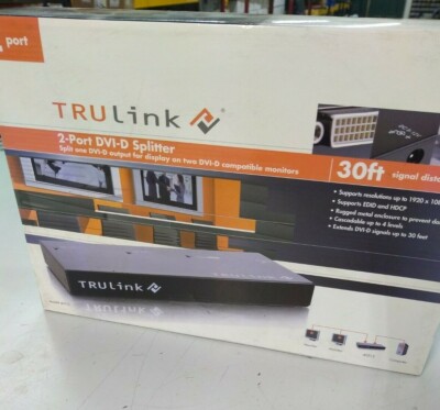 True Link Splitter TRULINK 2 Port DVI-D Splitter 30ft Signal Distance Model 40312 FREE ...