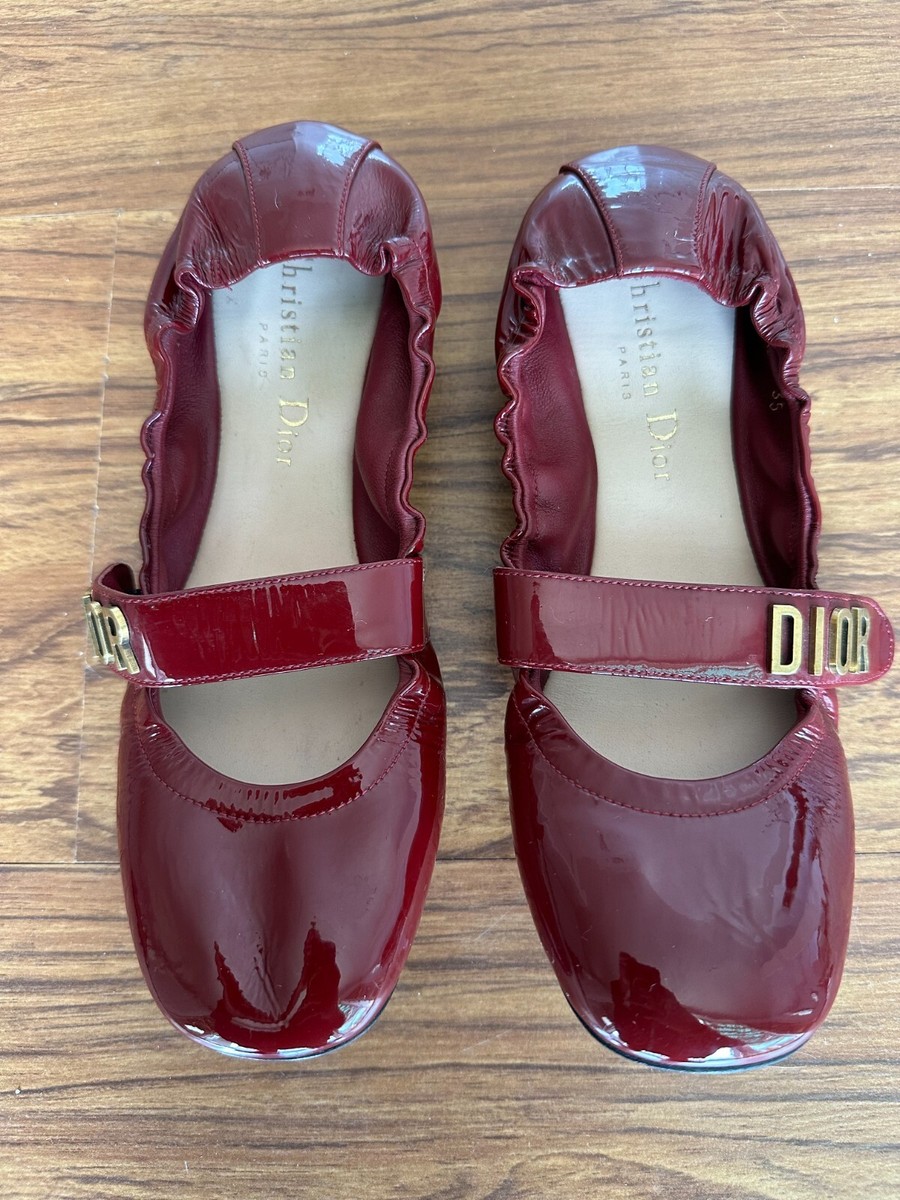 Dior Baby D Patent Calfskin Flat Scarlet Size 35IT | eBay