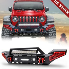 Front Bumper Kit For 2007-2018 Jeep Wrangler Jk Plate Steel Back Bumper W Light