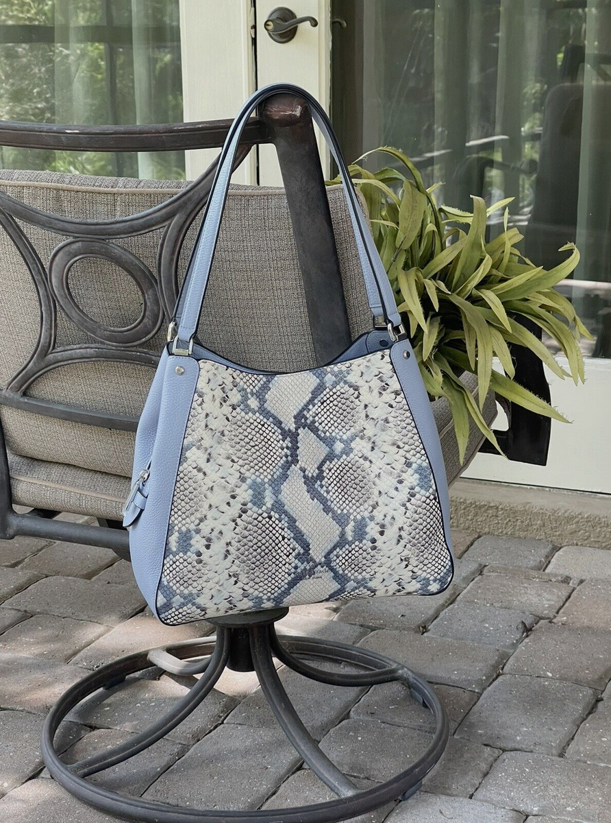 KATE SPADE LEILA MEDIUM TRIPLE COMPARTMENT SHOULDER BAG BLUE LEATHER SNAKE  PRINT
