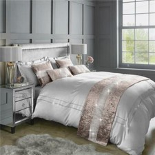 Blush Pink Diamante & Crushed Velvet Bed Runner or Cushion Cover Set  