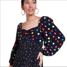RIXO for Target - Polka Dot Long Puff Sleeve Swing Sun Dress size 4  Black 