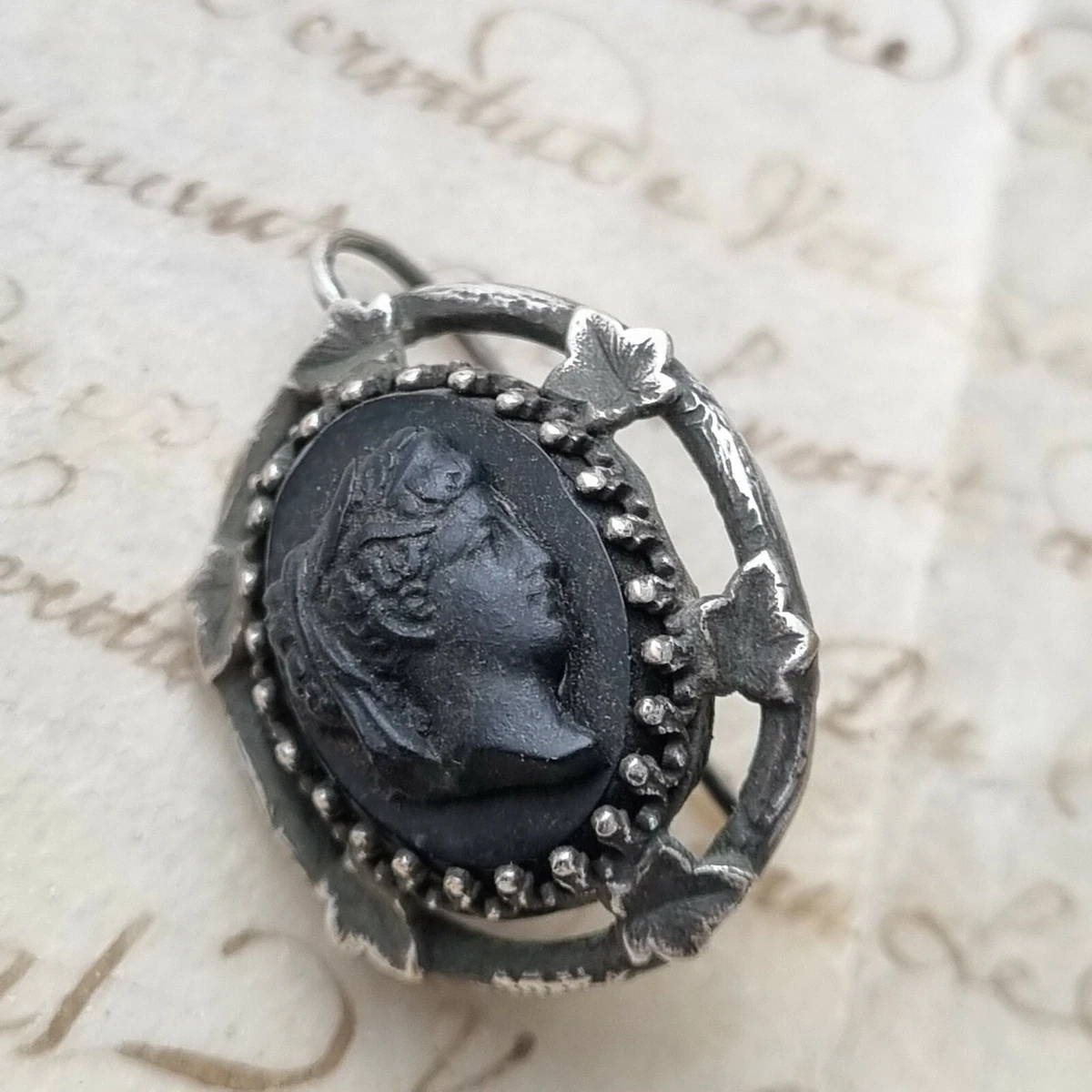 Boucles D'oreilles Pendantes Dormeuses Camée Ovale Bleu